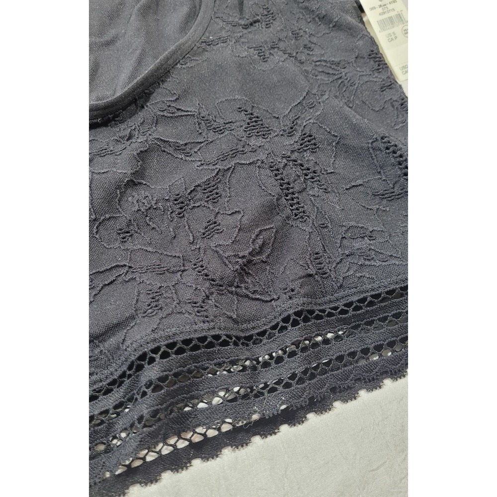 American Eagle Aerie Superchill Floral Seamless Cap Sleeve Crop Top - Black - S - Picture 5 of 5